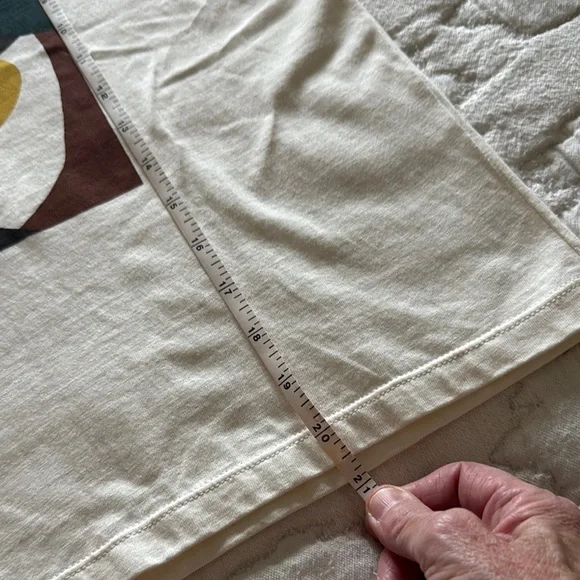 Madewell Cream and Blue Artistic Short Sleeve Top - Picture 4 of 5